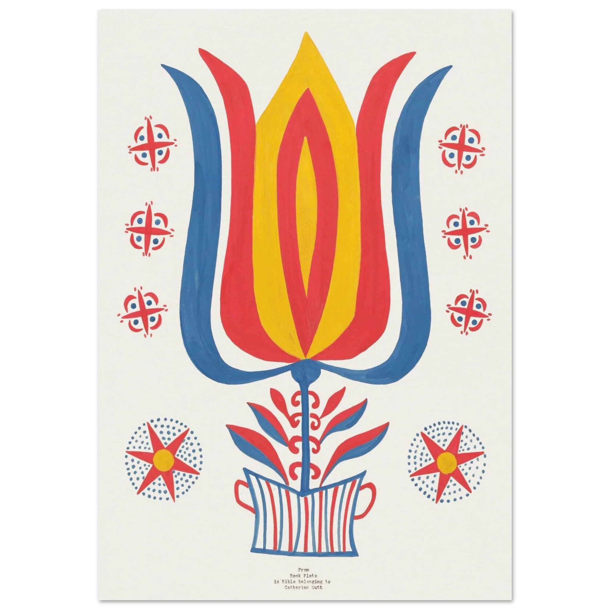 Colorful folk tulip design from Pennsylvania art