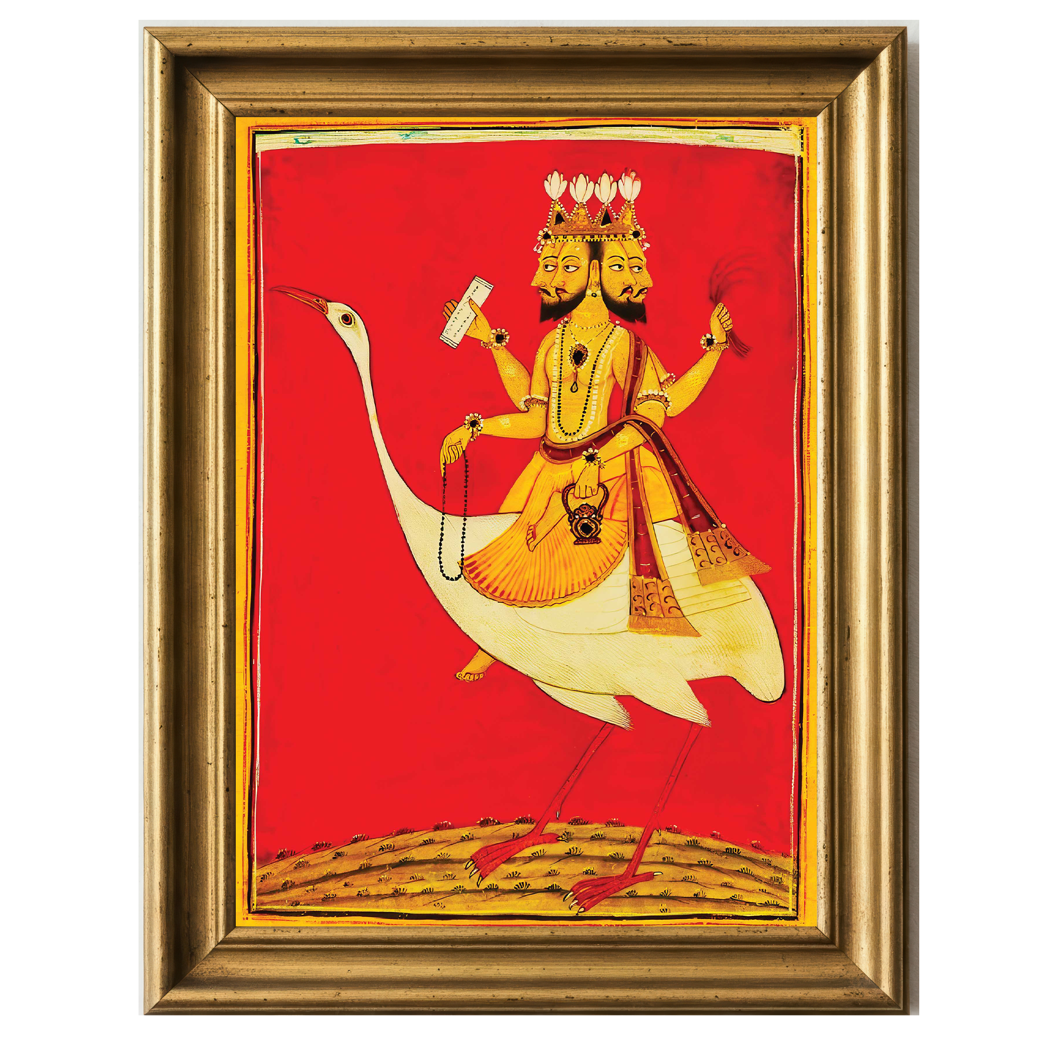 Painting of Brahma on Hamsa from Pahari School, 1720 CE