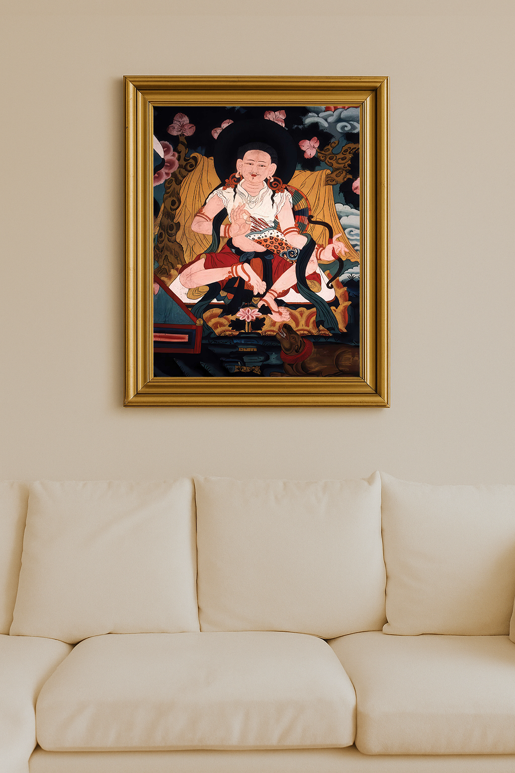 Painting of Drukpa Kunley seated on a throne