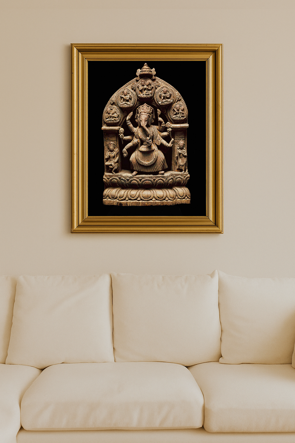 Sculpture of Ganesha dancing with eight arms