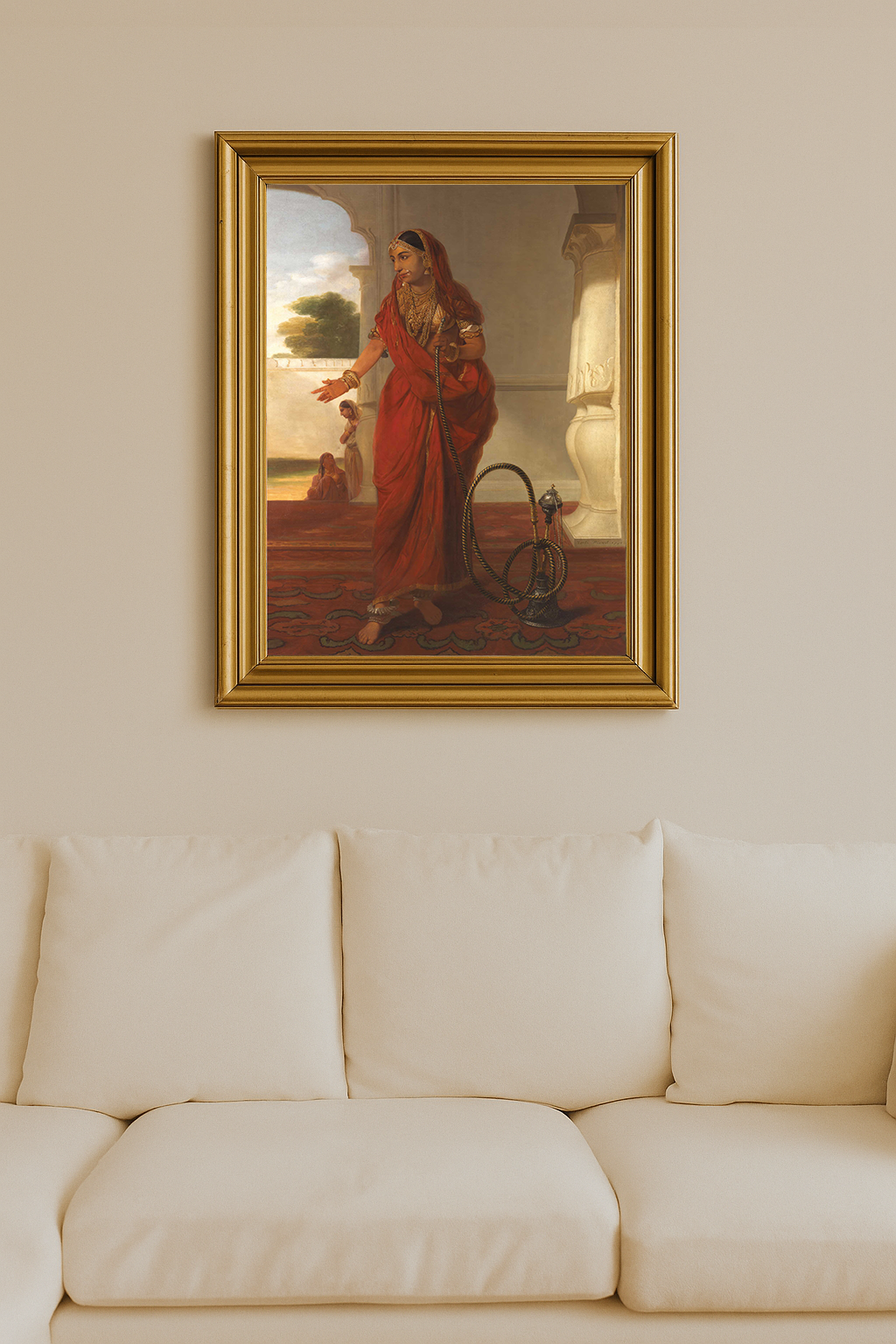 Painting of a noble lady from Faizabad in red saree