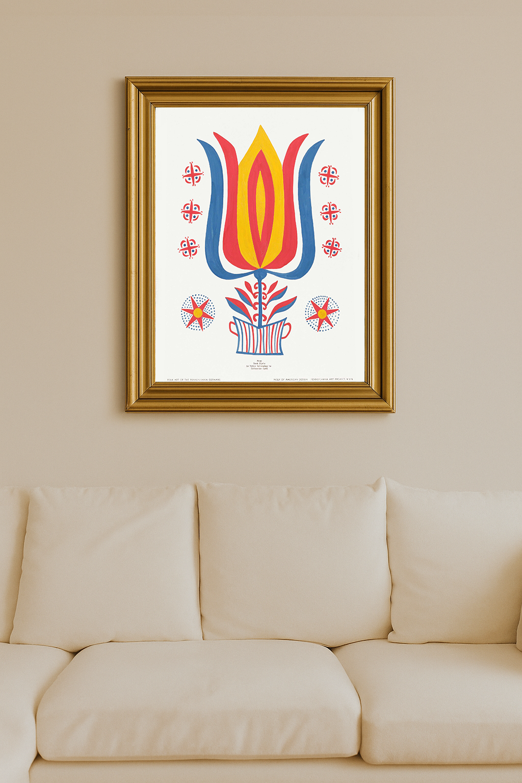 Colorful folk tulip design from Pennsylvania art