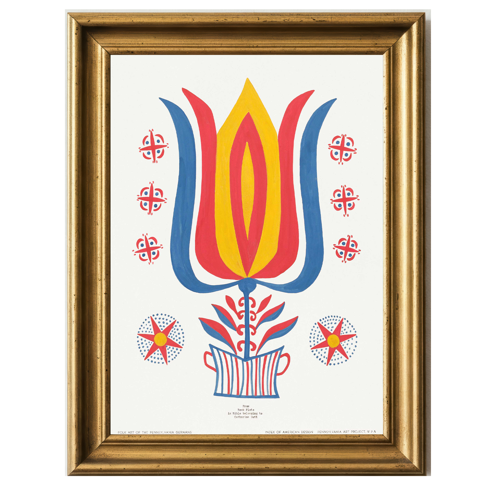 Colorful folk tulip design from Pennsylvania art