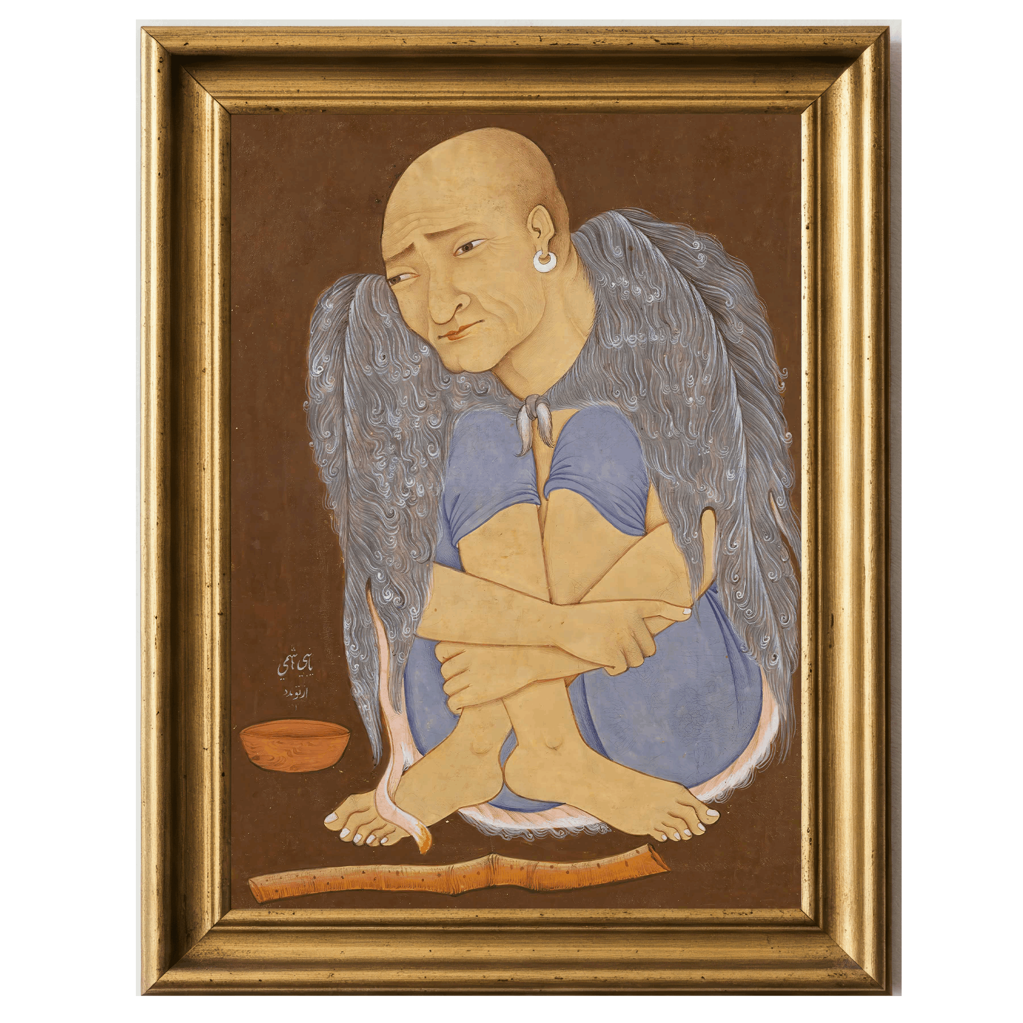 Painting of a Sufi mystic seated cross-legged in flowing cloak.