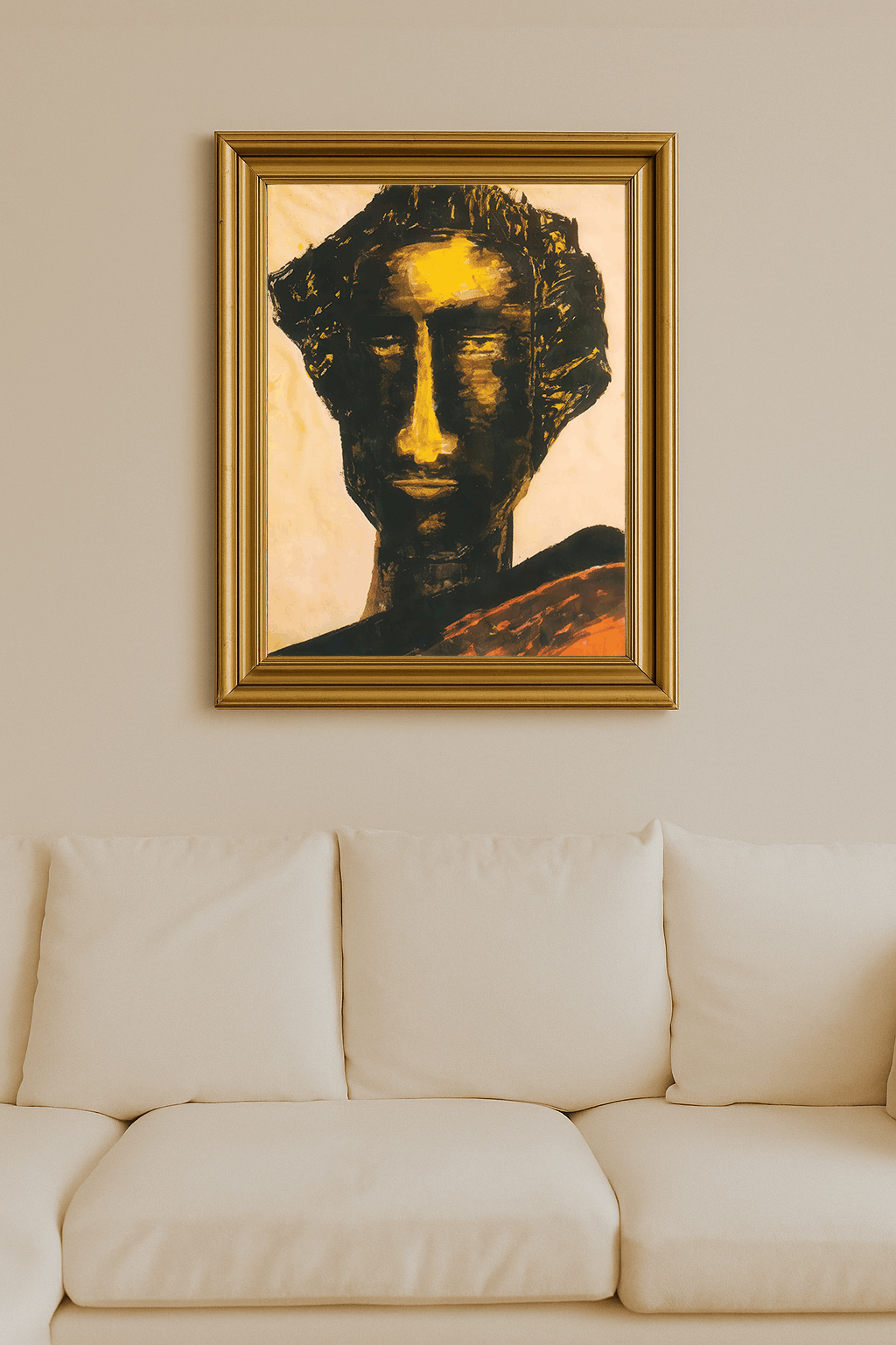 Ink and wash head study of Rabindranath Tagore in sepia tones.