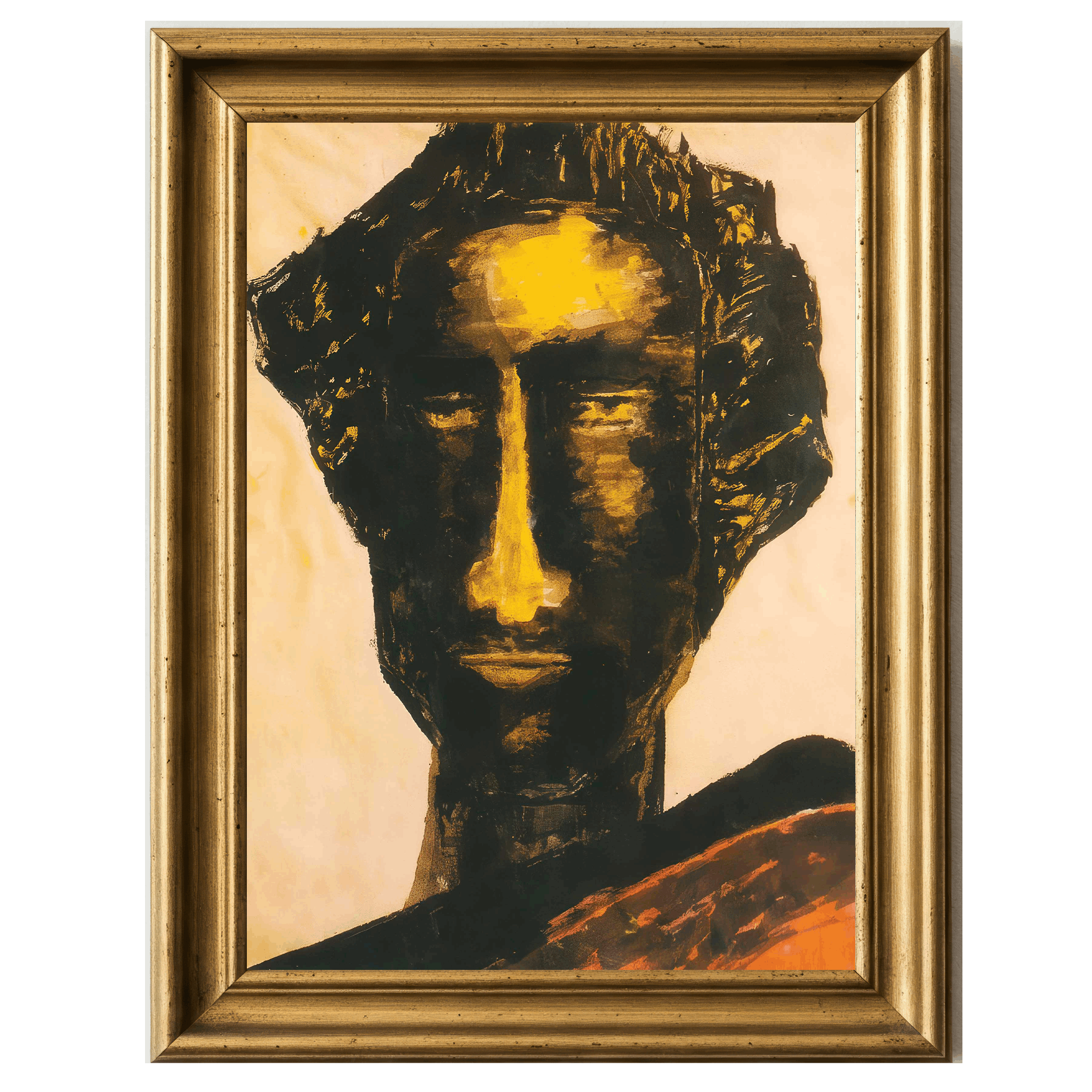 Ink and wash head study of Rabindranath Tagore in sepia tones.