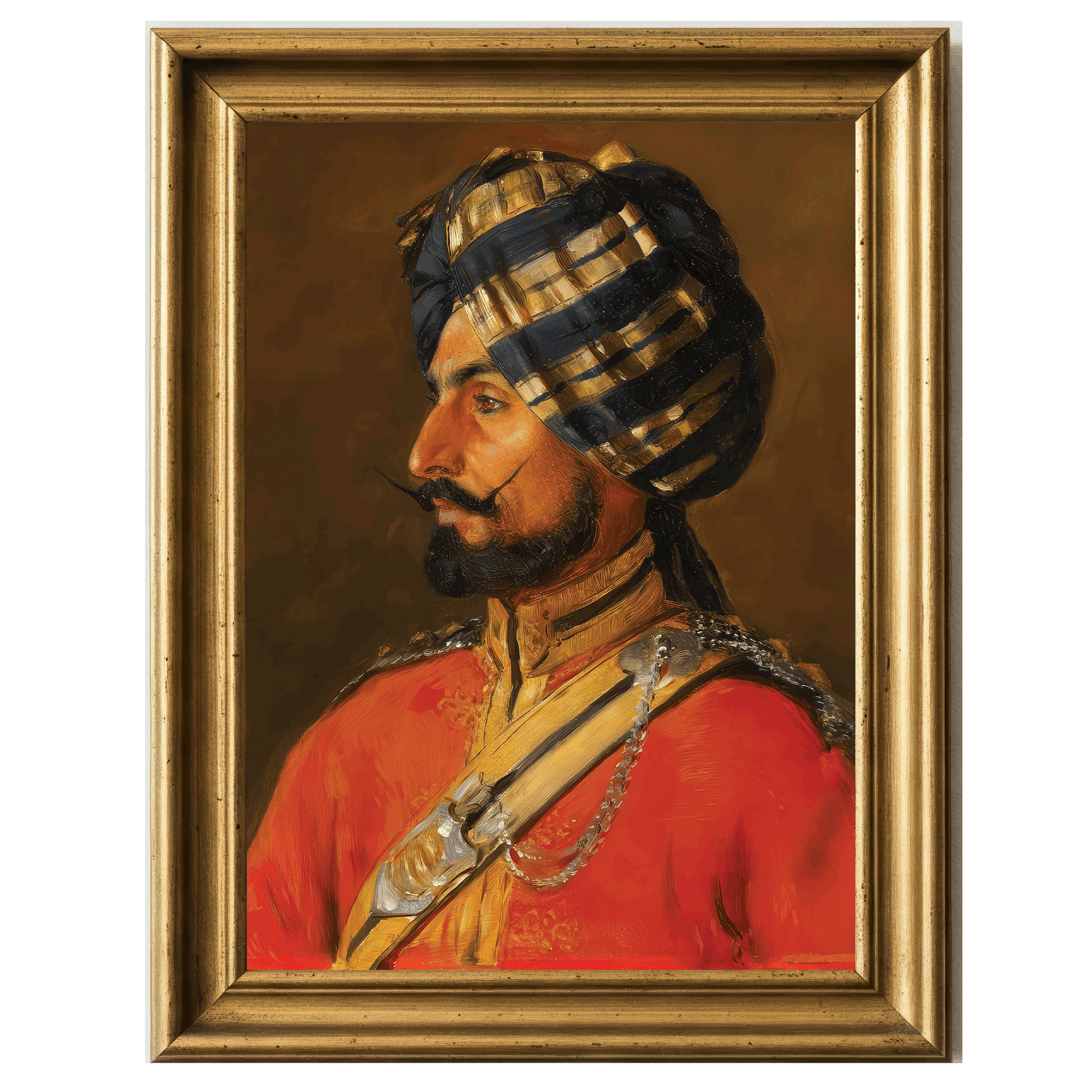 Oil portrait of Risaldar-Major Sunayat Singh in lancer uniform by Rudolf Swoboda.