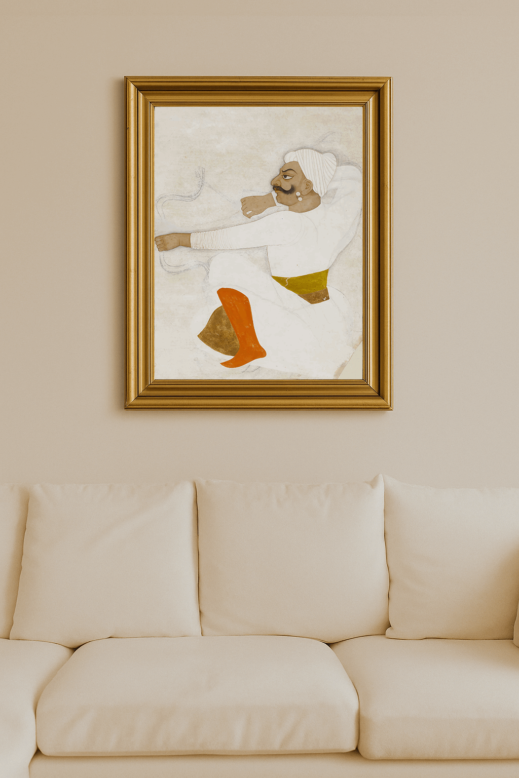 Ink and wash study of a moustached archer with drawn bow, 18th-century drawing