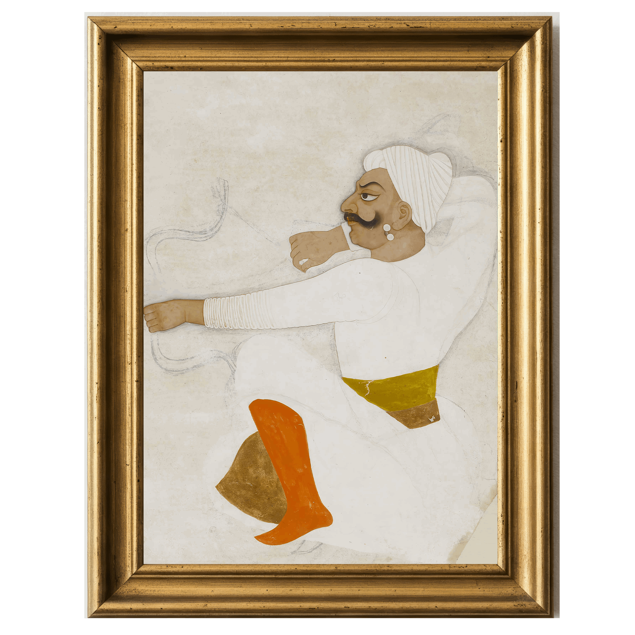 Ink and wash study of a moustached archer with drawn bow, 18th-century drawing