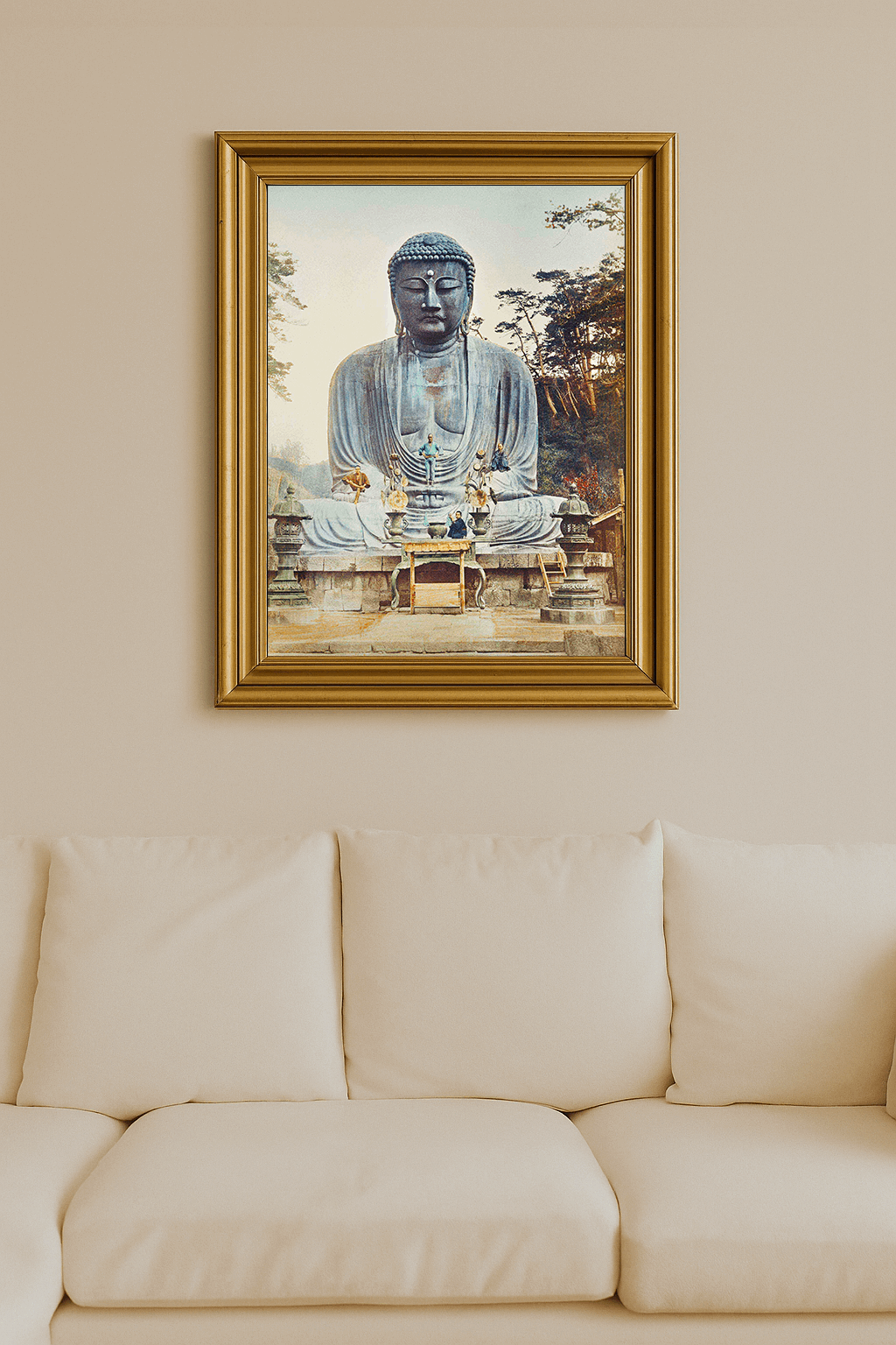 Bronze statue of seated Amitābha Buddha at Kotoku-in temple, Kamakura, Japan