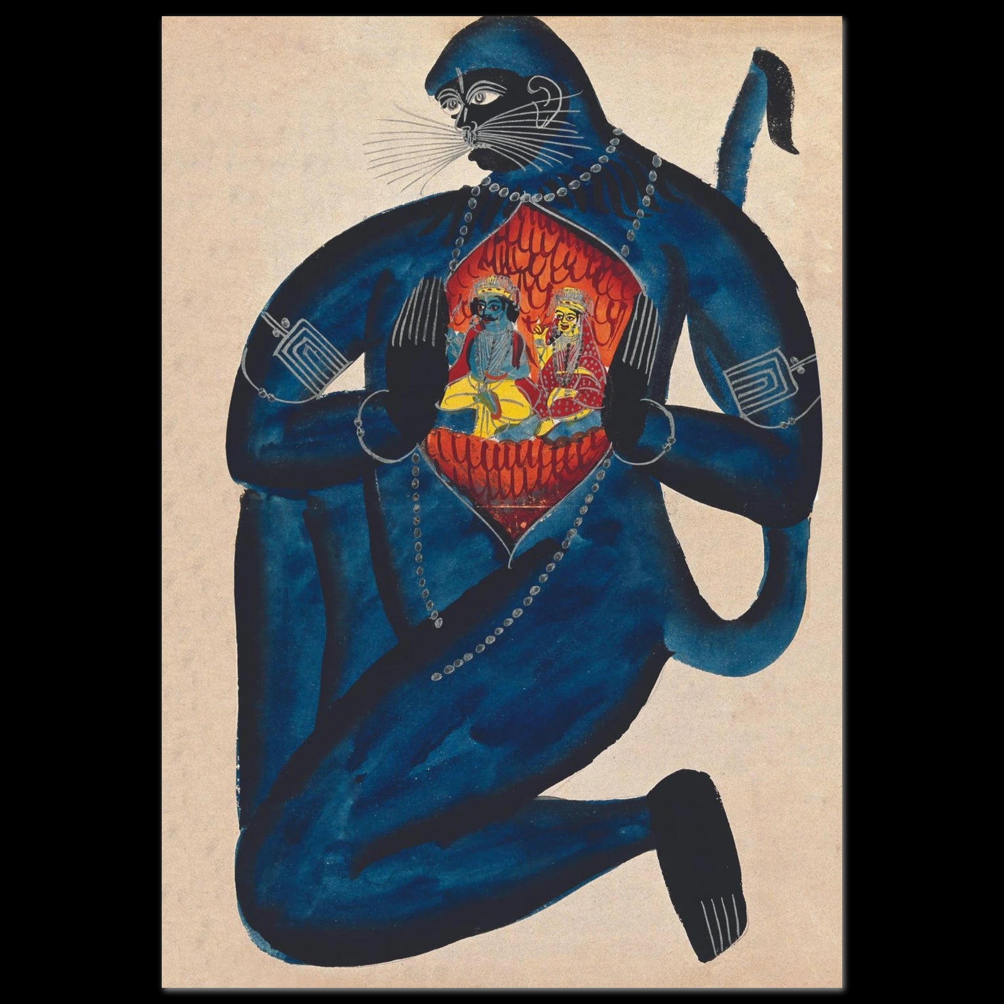 Pahari miniature of Rama and Sita in forest scene, Sita unveiling her face.
