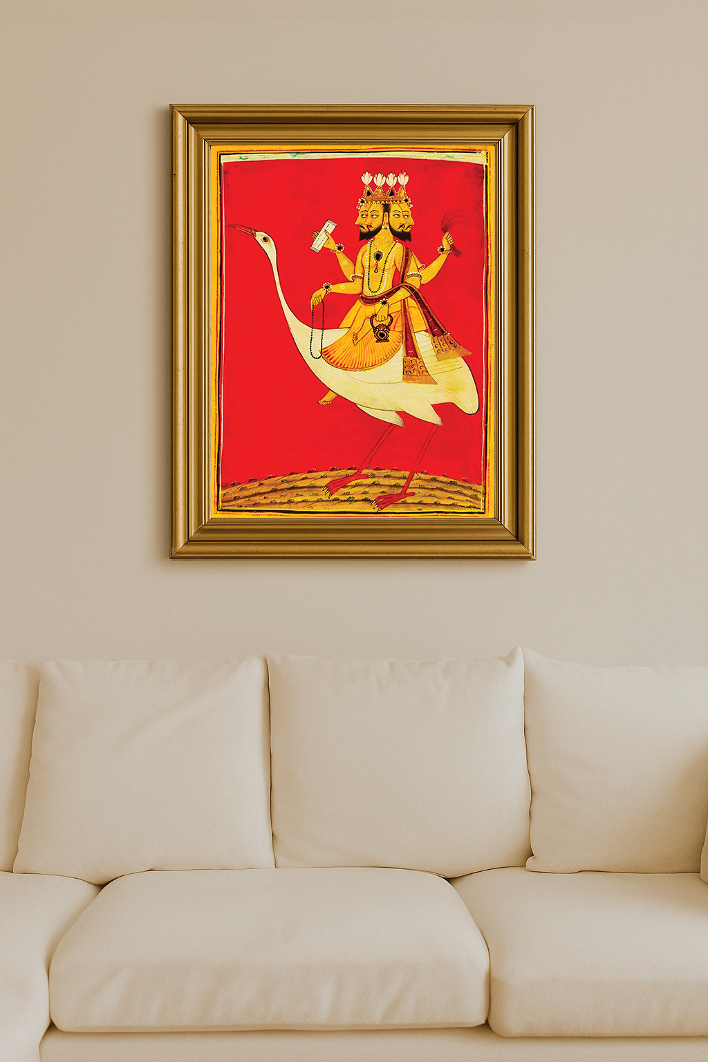 Painting of Brahma on Hamsa from Pahari School, 1720 CE