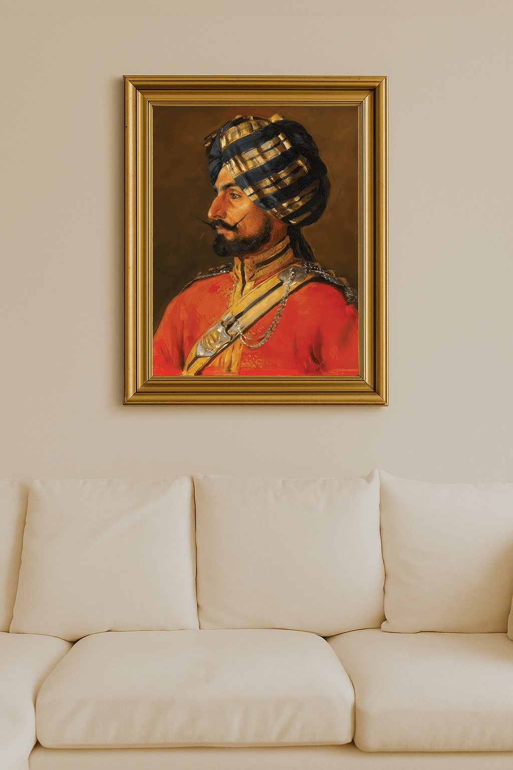 Oil portrait of Risaldar-Major Sunayat Singh in lancer uniform by Rudolf Swoboda.